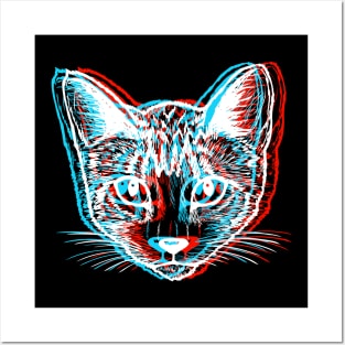 Psychedelic Trippy Rave Cat Abstract Vaporwave Gift Posters and Art